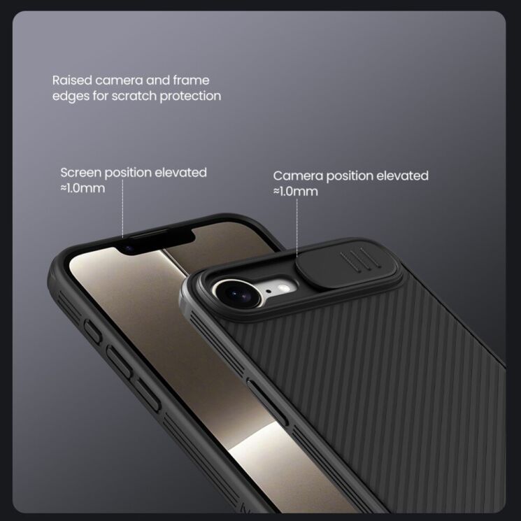 Защитный чехол NILLKIN CamShield Pro для Apple iPhone 16e - Black: фото 10 из 11