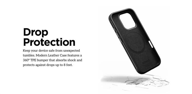 Защитный чехол Nomad Modern Leather Case для Apple iPhone 16 Pro (NM01697985) - Black: фото 11 из 12