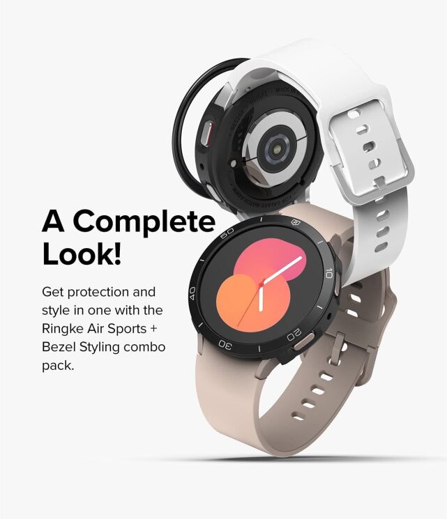 Захисний чохол RINGKE Air Sports + Bezel Styling для Samsung Galaxy Watch 5 (40mm) - Black / Silver: фото 6 з 11