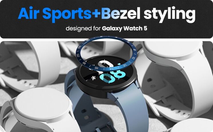 Захисний чохол RINGKE Air Sports + Bezel Styling для Samsung Galaxy Watch 5 (40mm) - Black / Silver: фото 2 з 11