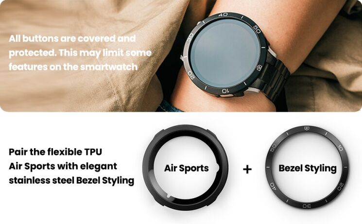 Захисний чохол RINGKE Air Sports + Bezel Styling для Samsung Galaxy Watch 5 (40mm) - Black / Silver: фото 5 з 11