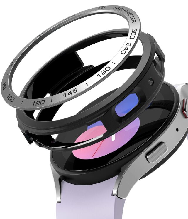 Захисний чохол RINGKE Air Sports + Bezel Styling для Samsung Galaxy Watch 5 (40mm) - Black / Silver: фото 1 з 11