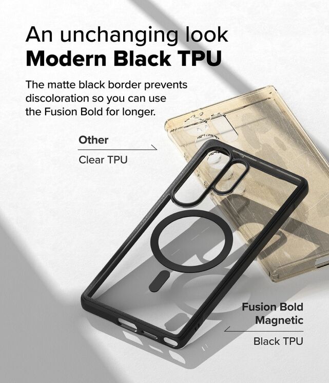 Защитный чехол Ringke Fusion Bold MagSafe для Samsung Galaxy S25 Ultra (S938) 8800274969094 - Black: фото 5 из 19