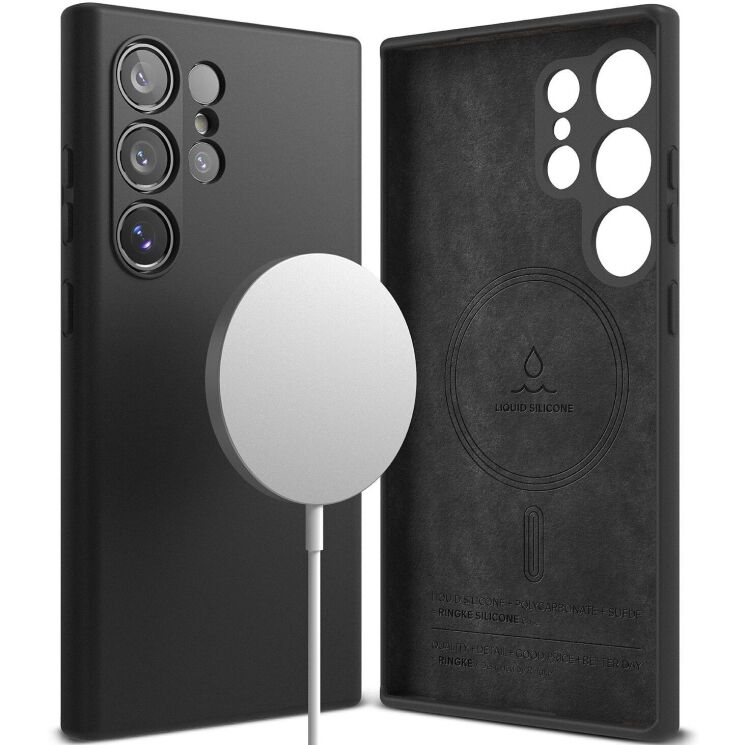 Защитный чехол Ringke Silicone Magnetic для Samsung Galaxy S24 Ultra (S928) 8809961783968 - Black: фото 1 из 17