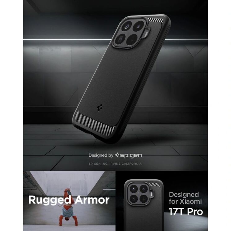 Защитный чехол Spigen Rugged Armor для Xiaomi 17T Pro (ACS11869) - Matte Black (422366MB) Защитный чехол Spigen Rugged Armor для Xiaomi 17T Pro (ACS11869) - Matte Black: фото 6 из 11