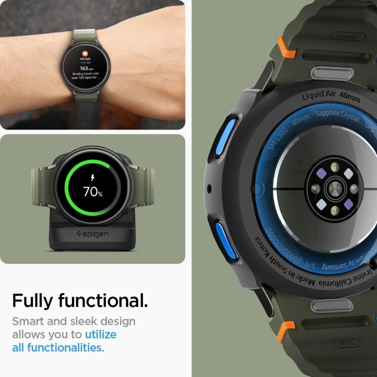 Защитный чехол Spigen (SGP) Liquid Air Case для Samsung Galaxy Watch 7 (40mm) - Matte Black: фото 15 из 15