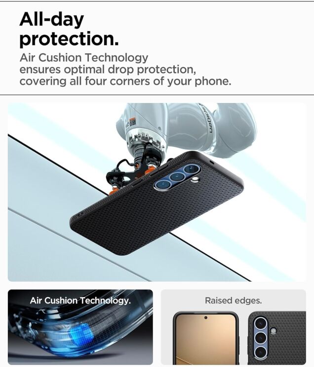 Защитный чехол Spigen (SGP) Liquid Air для Samsung Galaxy S25 Plus (S936) ACS08979 - Black: фото 17 из 20