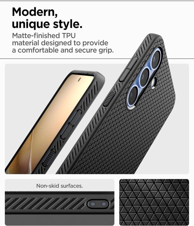Защитный чехол Spigen (SGP) Liquid Air для Samsung Galaxy S25 Plus (S936) ACS08979 - Black: фото 14 из 20