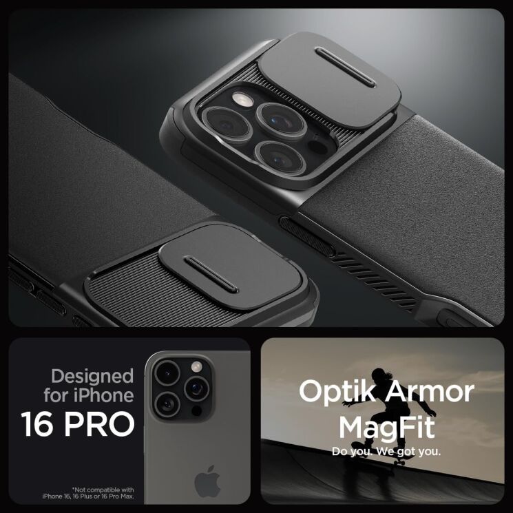 Захисний чохол Spigen (SGP) Optik Armor (MagFit) для Apple iPhone 16 Pro - Black: фото 11 з 16