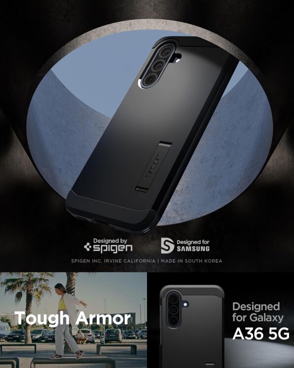 Защитный чехол Spigen (SGP) Tough Armor для Samsung Galaxy A36 (A366) ACS09166 - Black: фото 12 из 17