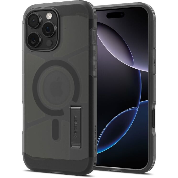 Защитный чехол Spigen (SGP) Tough Armor (MagFit) для Apple iPhone 16 Pro - Frost Black: фото 1 из 16