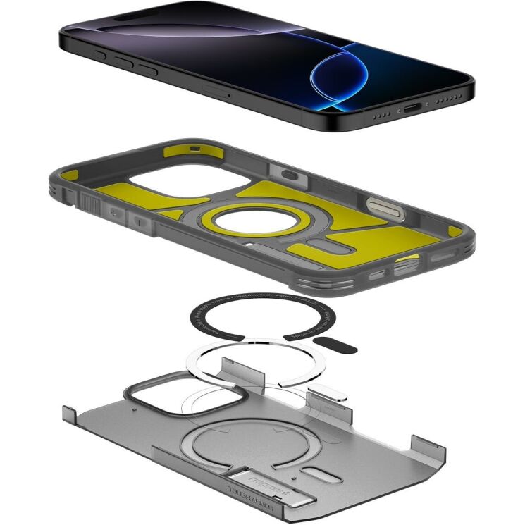 Защитный чехол Spigen (SGP) Tough Armor (MagFit) для Apple iPhone 16 Pro - Frost Black: фото 7 из 16
