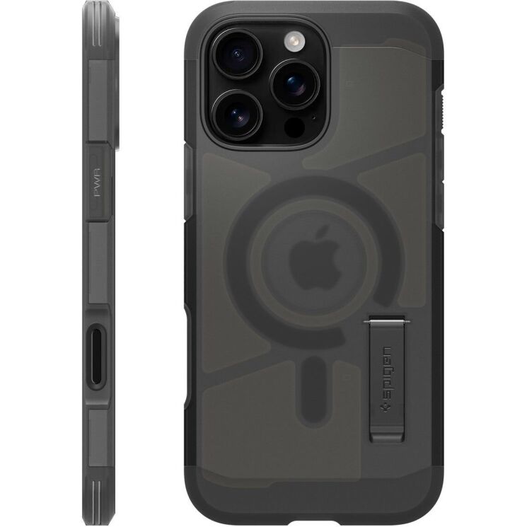 Защитный чехол Spigen (SGP) Tough Armor (MagFit) для Apple iPhone 16 Pro - Frost Black: фото 3 из 16