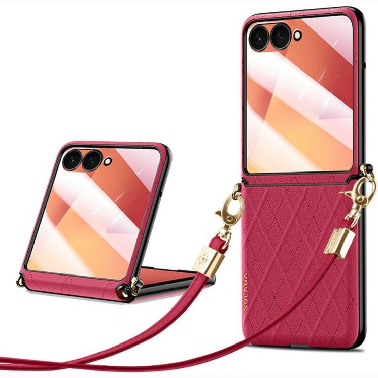 Захисний чохол SULADA Rhombus Leather для Samsung Galaxy Flip 8 - Red (423513R) Захисний чохол SULADA Rhombus Leather для Samsung Galaxy Flip 8 - Red: фото 1 з 5