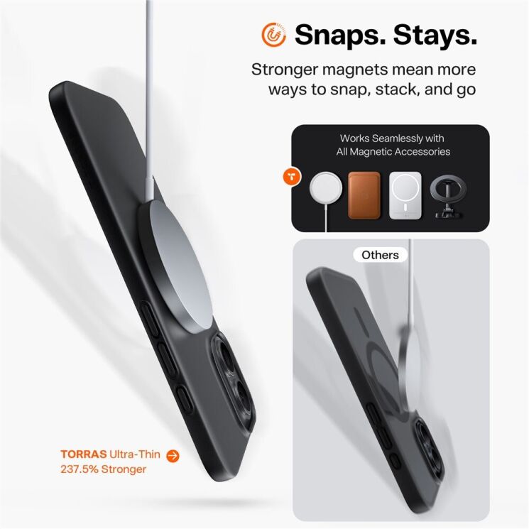 Защитный чехол TORRAS Slimfit (with MagSafe) для iPhone 17 - Black: фото 4 из 7