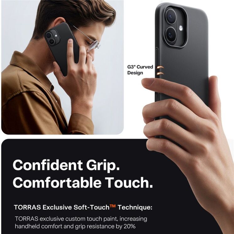 Защитный чехол TORRAS Slimfit (with MagSafe) для iPhone 17 - Black: фото 5 из 7