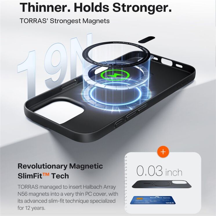 Защитный чехол TORRAS Slimfit (with MagSafe) для iPhone 17 - Black: фото 3 из 7