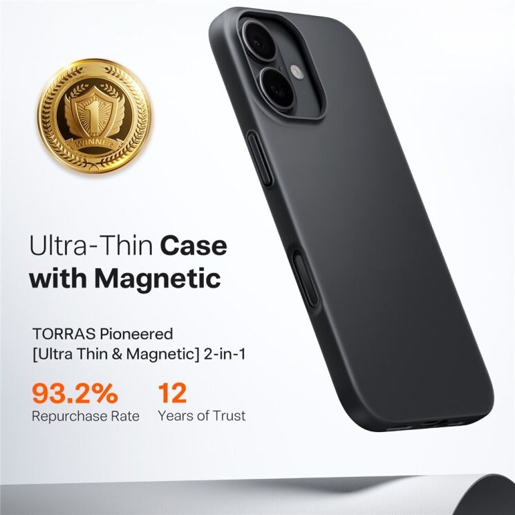 Защитный чехол TORRAS Slimfit (with MagSafe) для iPhone 17 - Black: фото 2 из 7