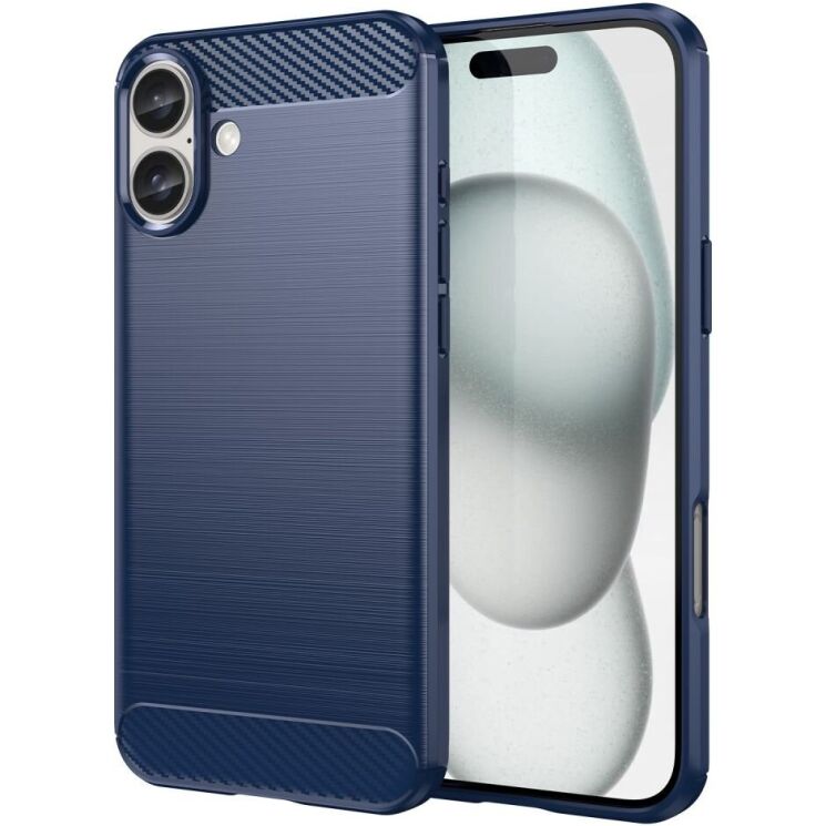 Защитный чехол UniCase Carbon для Apple iPhone 16 Plus - Blue: фото 1 из 9