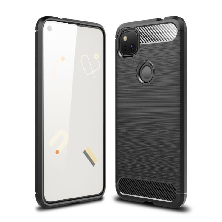 Силиконовый (TPU) чехол UniCase Carbon для Google Pixel 4A - Black: фото 1 из 10