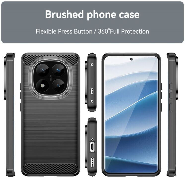 Защитный чехол UniCase Carbon для Xiaomi Redmi Note 14 Pro Plus - Black: фото 3 из 8