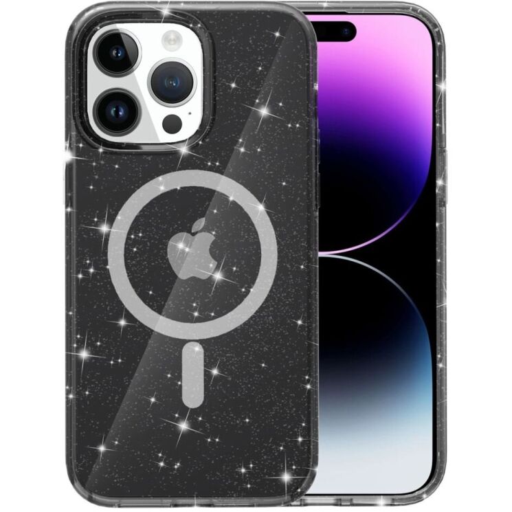 Защитный чехол UniCase Glitter Series MagSafe для Apple iPhone 15 Pro - Black: фото 1 из 6
