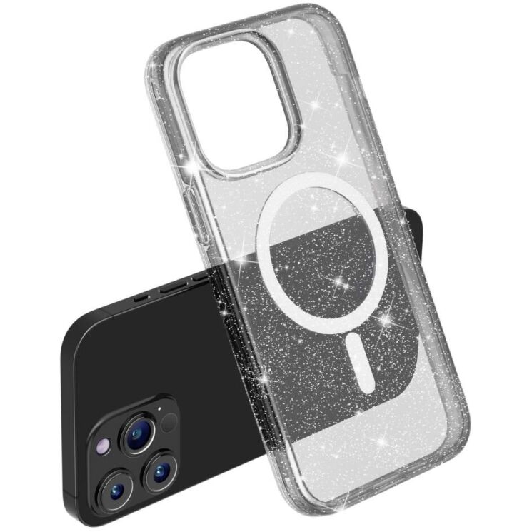 Защитный чехол UniCase Glitter Series MagSafe для Apple iPhone 15 Pro - Black: фото 5 из 6