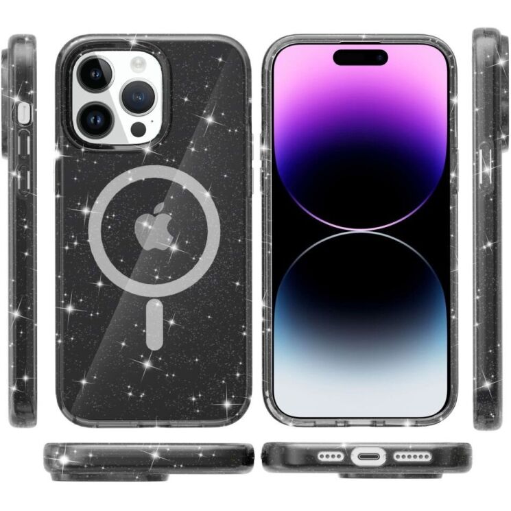 Защитный чехол UniCase Glitter Series MagSafe для Apple iPhone 15 Pro - Black: фото 6 из 6