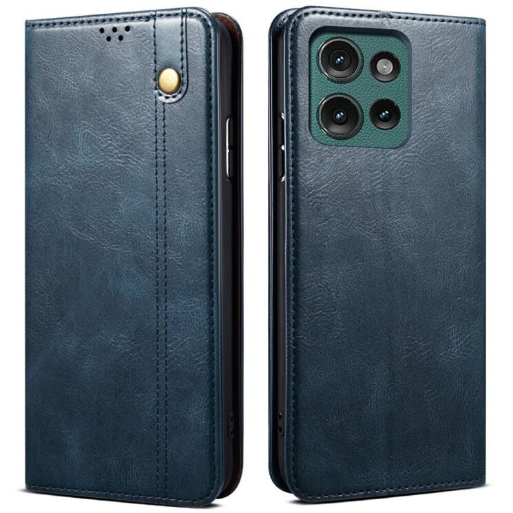Защитный чехол UniCase Leather Wallet для Motorola Moto G75 - Blue: фото 1 из 7