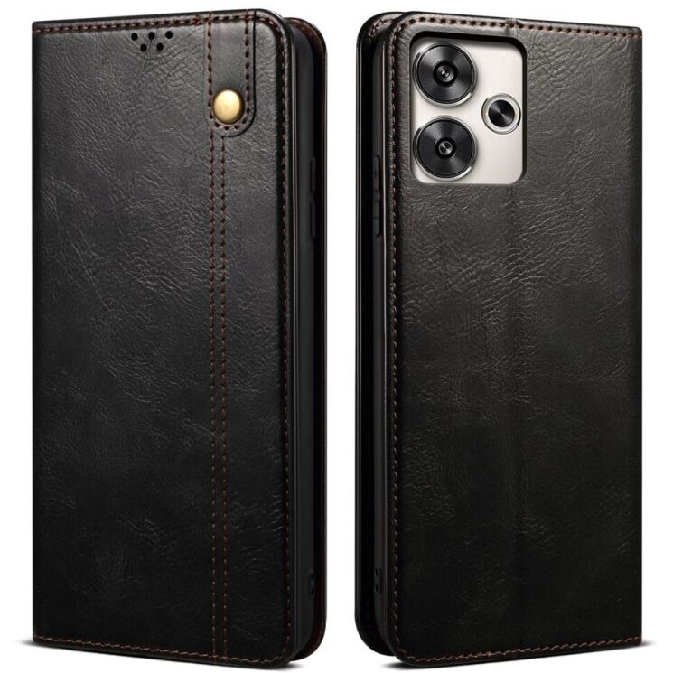 Защитный чехол UniCase Leather Wallet для Xiaomi Redmi 13 - Black: фото 1 из 6