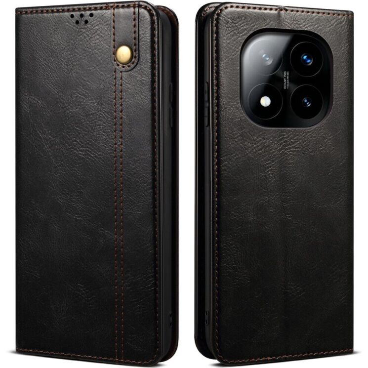 Захисний чохол UniCase Leather Wallet для Xiaomi Redmi Note 14 Pro Plus - Black: фото 1 з 7