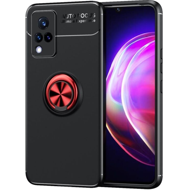 Защитный чехол UniCase Magnetic Ring для VIVO V21 - Black / Red: фото 1 из 10