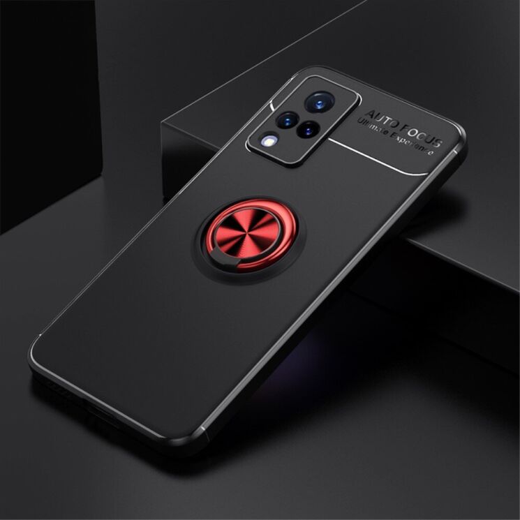 Защитный чехол UniCase Magnetic Ring для VIVO V21 - Black / Red: фото 2 из 10