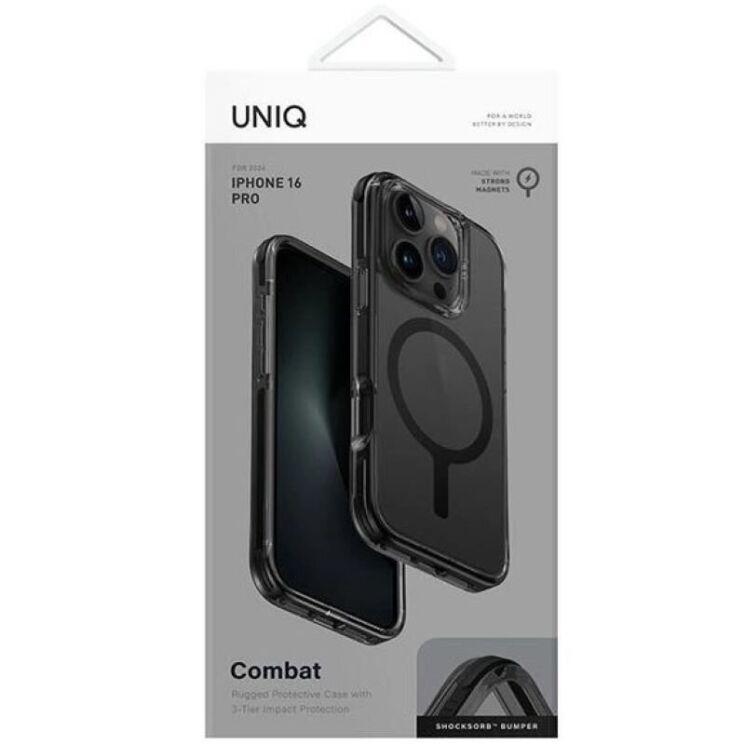 Захисний чохол UNIQ Combat для Apple iPhone 16 Pro - Carbon Black: фото 4 з 7