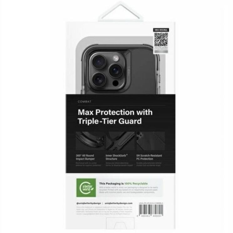 Захисний чохол UNIQ Combat для Apple iPhone 16 Pro - Carbon Black: фото 5 з 7