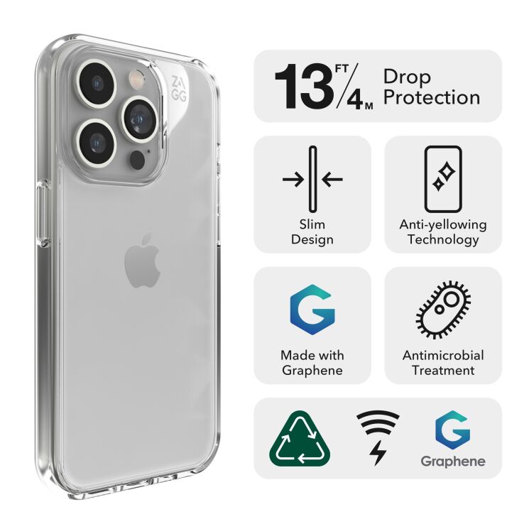Защитный чехол Zagg Gear4 Crystal Palace для iPhone 15 Pro (702312364 / 702312614) - Clear: фото 9 из 12