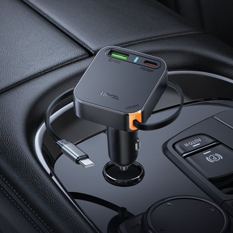 Автомобільний зарядний пристрій Hoco NZ18 Guardian PD65W (Type-C + USB) + кабель Type-C - Black: фото 9 з 9