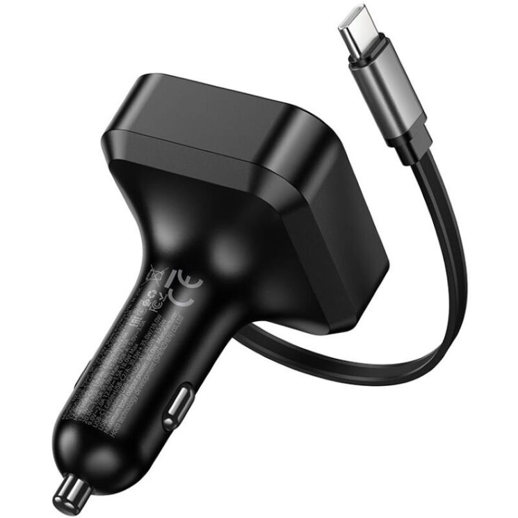 Автомобільний зарядний пристрій Hoco NZ18 Guardian PD65W (Type-C + USB) + кабель Type-C - Black: фото 5 з 9