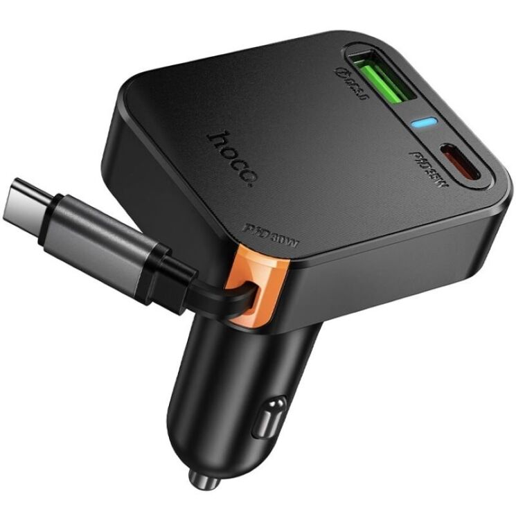 Автомобільний зарядний пристрій Hoco NZ18 Guardian PD65W (Type-C + USB) + кабель Type-C - Black: фото 2 з 9