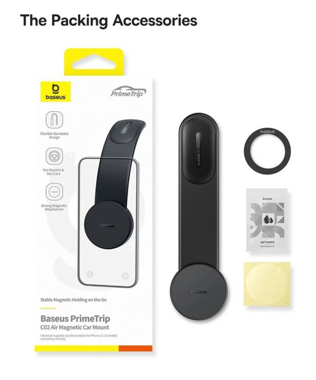 Автомобильный держатель Baseus PrimeTrip C02 Air Magnetic (C40182801113-01) - Black: фото 23 из 24