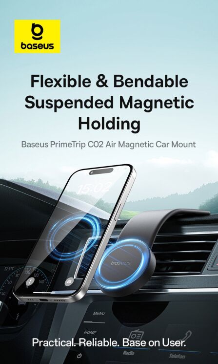 Автомобильный держатель Baseus PrimeTrip C02 Air Magnetic (C40182801113-01) - Black: фото 9 из 24