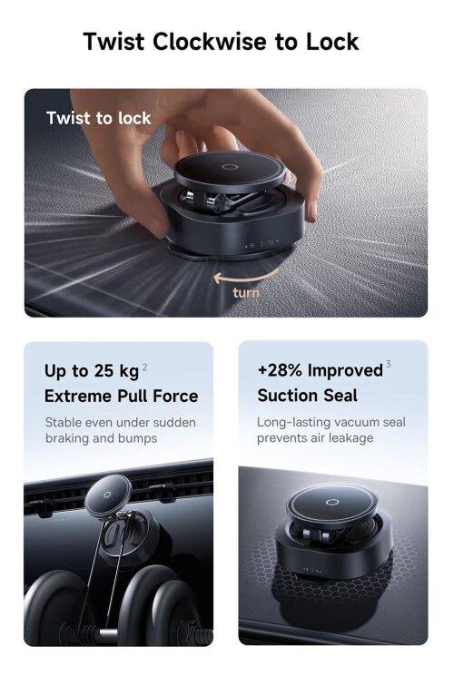 Автомобильный держатель Baseus PrimeTrip VC3 Flex Suction Type Car Mount (C0013R00) - Black (982718B) Автомобильный держатель Baseus PrimeTrip VC3 Flex Suction Type Car Mount (C0013R00) - Black: фото 9 из 31