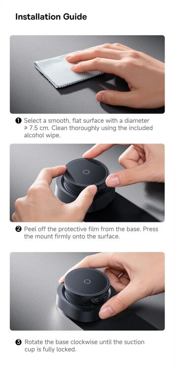 Автомобильный держатель Baseus PrimeTrip VC3 Flex Suction Type Car Mount (C0013R00) - Black (982718B) Автомобильный держатель Baseus PrimeTrip VC3 Flex Suction Type Car Mount (C0013R00) - Black: фото 28 из 31