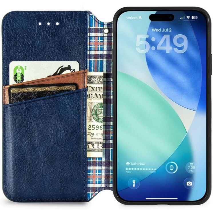 Чохол Deexe Rhombus Wallet для iPhone 18 Pro / 17 Pro - Blue: фото 2 з 6