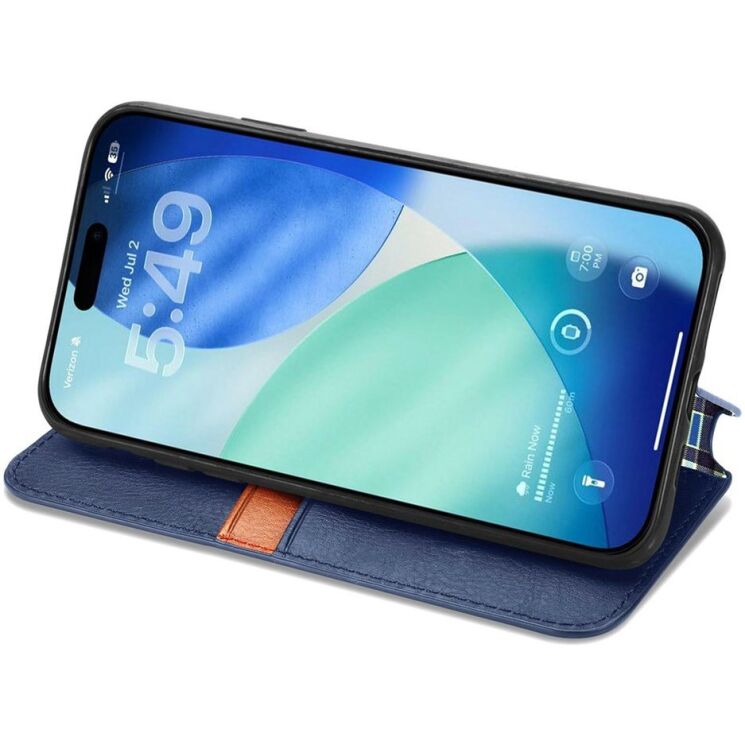 Чохол Deexe Rhombus Wallet для iPhone 18 Pro / 17 Pro - Blue: фото 3 з 6