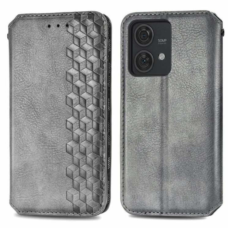 Чехол Deexe Rhombus Wallet для Motorola Edge 40 Neo - Grey: фото 1 из 6