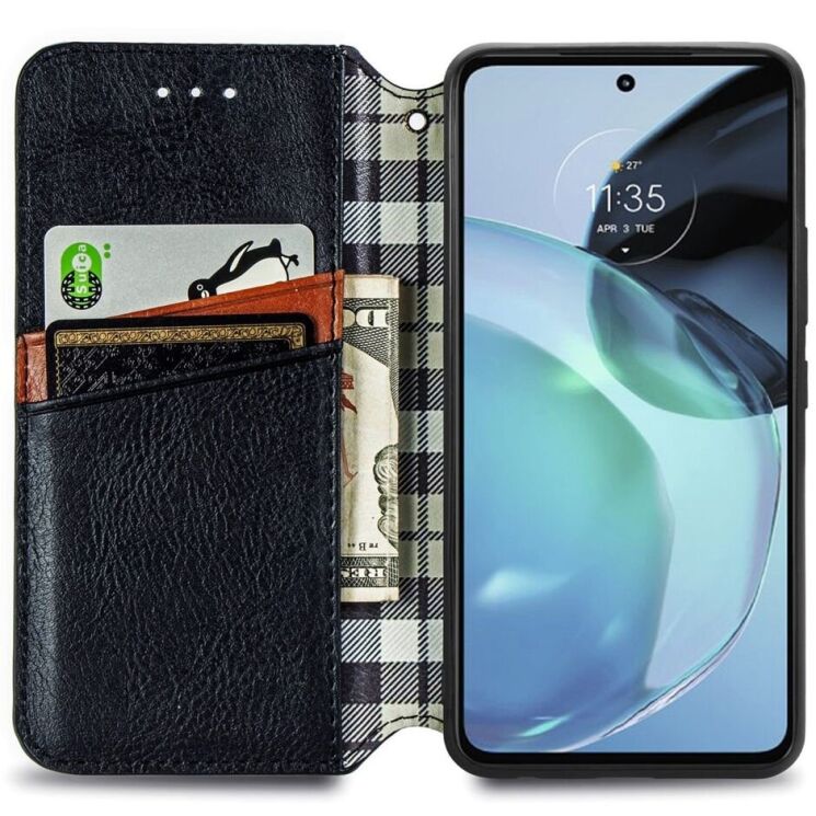 Чехол Deexe Rhombus Wallet для Motorola Moto G72 - Black: фото 2 из 10