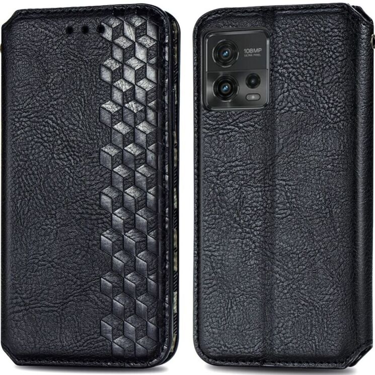 Чехол Deexe Rhombus Wallet для Motorola Moto G72 - Black: фото 1 из 10