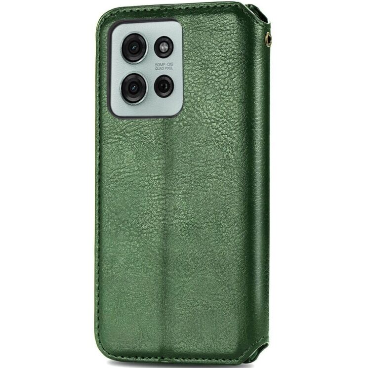 Чехол Deexe Rhombus Wallet для Motorola Moto G75 - Green: фото 5 из 6