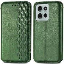 Чехол Deexe Rhombus Wallet для Motorola Moto G75 - Green: фото 1 из 6
